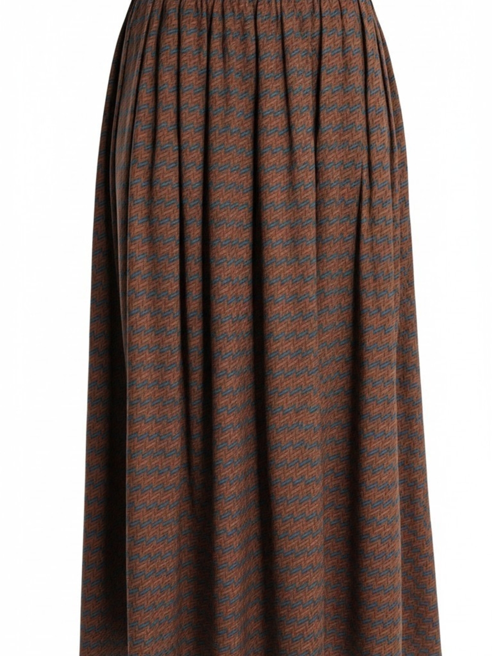 Woven Chevron Maxi Skirt in Brown and Teal
